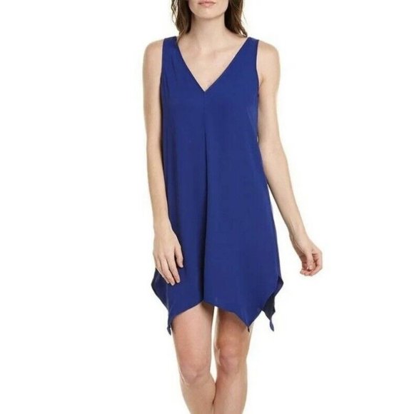 Amanda Uprichard Women’s Large Shift Dress Monty Blue Handkerchief Hem - Picture 1 of 6